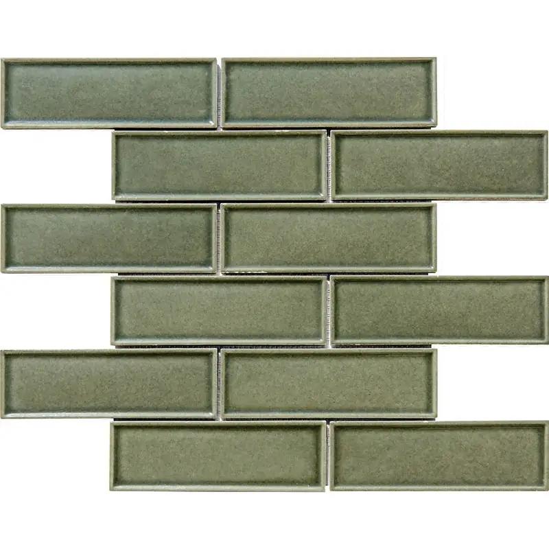 Porselen Mozaikler Bevelled Brick Serisi Yeşil CS-01-2