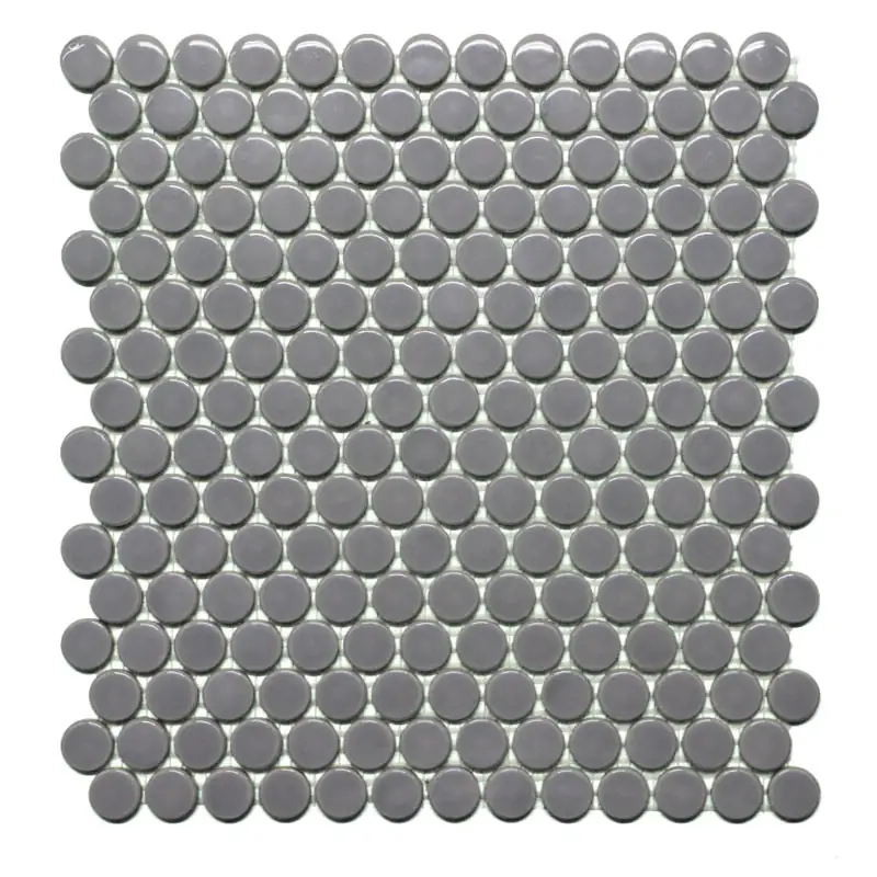 Porselen Mozaikler Penny Round Serisi Gri CS-01-2